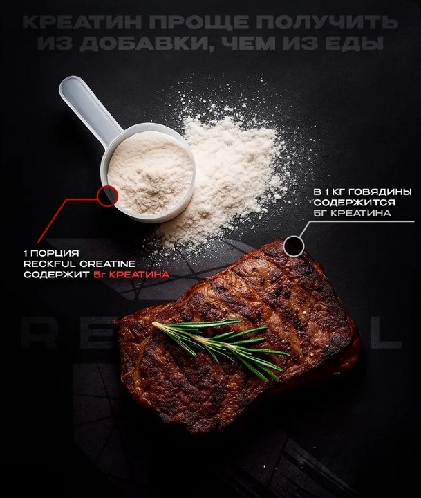 Креатин моногидрат в порошке Reckful Creatine Monohydrate — изображение 6